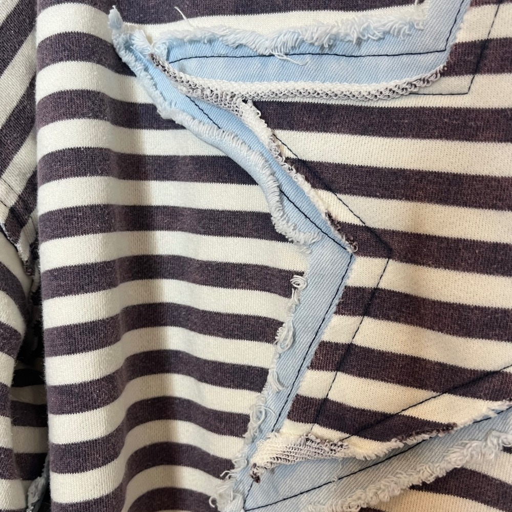 Oli & Hali Star Patch Striped Sweatshirt Distressed Boutique Brown Large - Picture 7 of 12